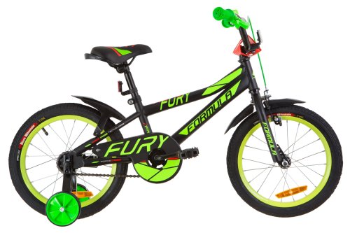Велосипед Formula Fury 16" 2019 / рама 8,5" черно-зеленый с красным (OPS-FRK-16-064)
