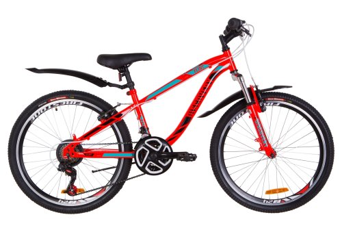 Велосипед Discovery Flint AM Vbr 24" 2019 / рама 13" красный/бирюзовый/черный (OPS-DIS-24-120)