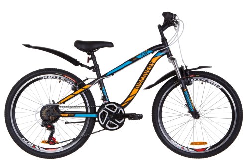 Велосипед Discovery Flint AM Vbr 24" 2019 / рама 13" черный/синий/оранжевый (OPS-DIS-24-115)