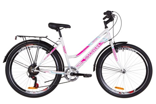 Велосипед Discovery Prestige Woman 26" 2019 / рама 17" белый/малиновый/голубой (OPS-DIS-26-203)