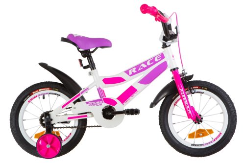 Велосипед Formula Race 14" 2019 / рама 8,5" бело-малиновый с фиолетовым (OPS-FRK-14-006)