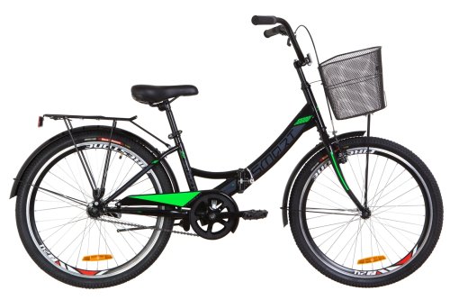 Велосипед Formula Smart 24" 2019 с корзиной / рама 15" черный/салатный (OPS-FR-24-142)