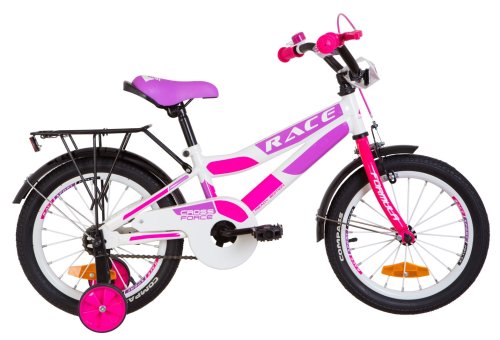 Велосипед Formula Race CR 16" 2019 / рама 9" бело-малиновый с фиолетовым (OPS-FRK-16-081)