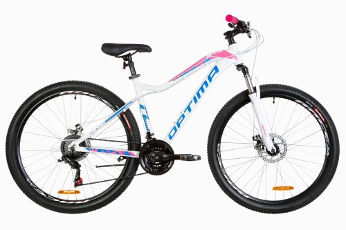 Велосипед Optima Alpina DD 27,5" 2019 / рама 17" белый/розовый/голубой (OPS-OP-27.5-028)