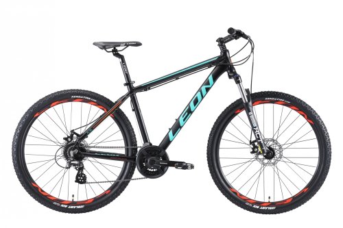 Велосипед Leon XC 90 DD 27,5" 2019 / рама 20" черный/бирюзовый/оранжевый (OPS-LN-27.5-036)