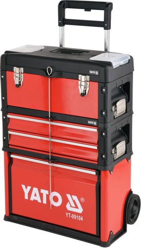 Чемодан-тележка для инструментов YATO YT-09104 3-секции. на 2-х колесах с выдвижной ручкой