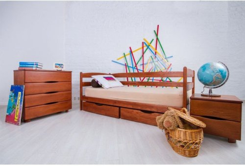 Ліжко односпальне МІКС-меблі Єва з ящиками 800x2000 світлий горіх