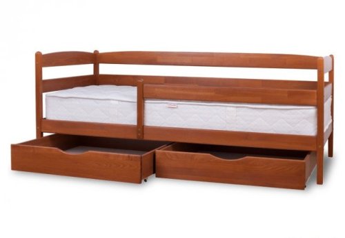 Кровать односпальная МИКС-мебель Ева с ящиками и дополнительной перегородкой 800x1900 светлый орех