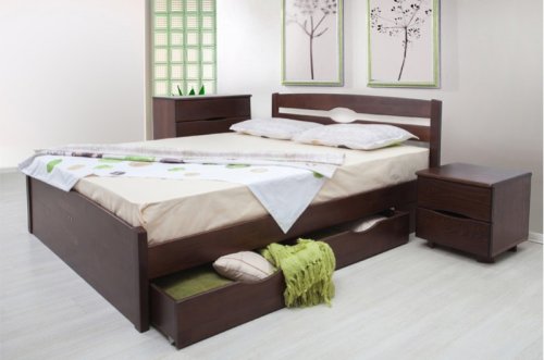 Кровать двуспальная МИКС-мебель Ликерия-Люкс с ящиками 1800x2000 темный орех