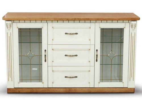 Комод МІКС-меблі 2Д3Ш Freedom з витражем (дуб / слонова кістка + золото)