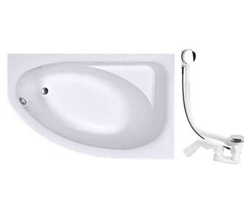 Ванна асиметрична KOLO SPRING 160 * 100 см, права, з ніжками і сифоном автомат