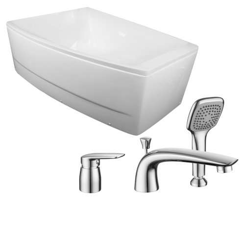 Ванна Volle акриловая асимметричная 1700*1200*630мм, левая с врезным смесителем Impresse Praha new