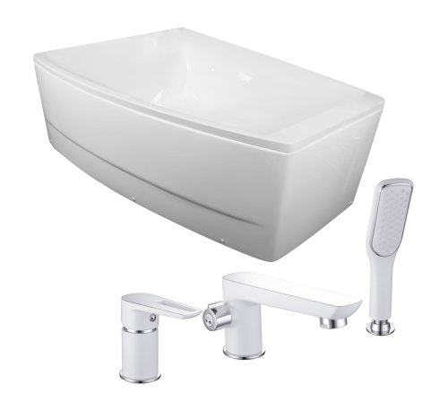 Ванна Volle акриловая асимметричная 1700*1200*630мм, левая с врезным смесителем Impresse BRECLAV