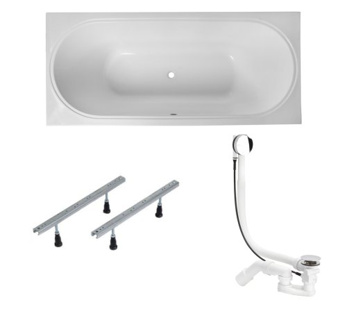 Ванна акриловая Volle OLIVA 1800*800*500мм с ножками и сифоном автомат