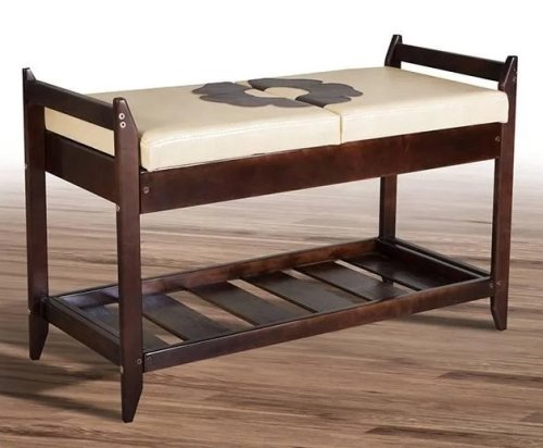 Лавка для обуви №4 МИКС-мебель темный орех/бежевый