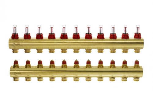 Коллектор теплого пола Danfoss FHF 11+11 с ротаметрами (088U0531)