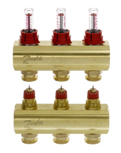 Коллектор теплого пола Danfoss FHF 3+3 с ротаметрами (088U0523)