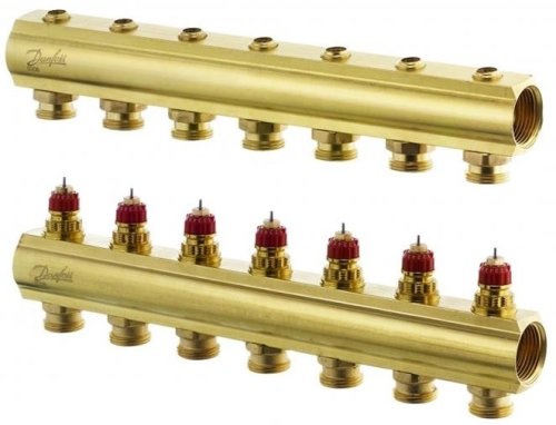 Коллектор теплого пола Danfoss FHF 7+7 без ротаметров (088U0507)