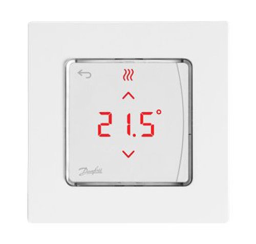 Терморегулятор Danfoss Icon Display, электронный, сенсорный, программируемый, 230V, 80х80мм, In-Wall, белый (088U1010)