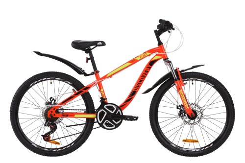 Велосипед Discovery Flint AM DD 24" 2020 / рама 13" красный/черный/салатовый OPS-DIS-24-161