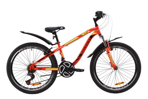 Велосипед Discovery Flint AM Vbr 24" 2020 / рама 13" красный/черный/салатовый OPS-DIS-24-166
