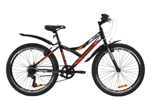 Велосипед Discovery Flint Vbr 24" 2020 / рама 14" черный/оранжевый/серый OPS-DIS-24-180