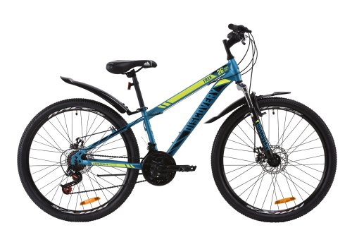 Велосипед Discovery Trek AM DD 26" 2020 / рама 18" малахитовый/желтый OPS-DIS-26-287