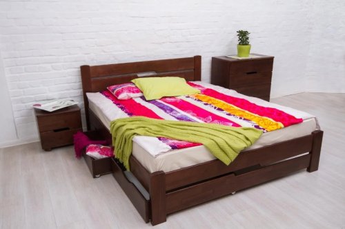 Ліжко полуторне МІКС-меблі Айріс з ящиками 140x200 темний горіх