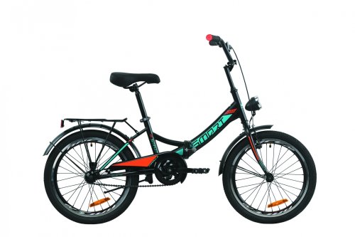 Велосипед Formula Smart с багажником 20" 2020 / рама 13" черно-оранжевый с бирюзовым OPS-FR-20-060