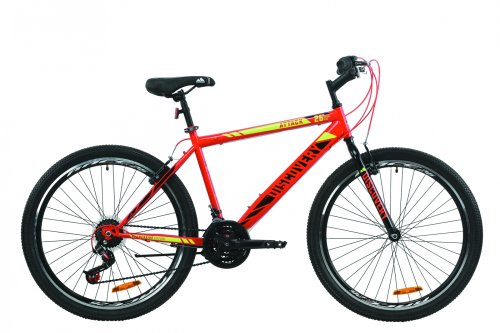 Велосипед Discovery Attack Vbr 26" 2020 / рама 18" красно-черный с салатовым OPS-DIS-26-299