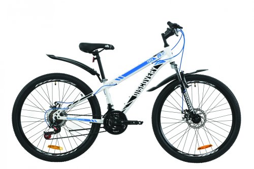 Велосипед Discovery Trek AM DD 26" 2020 / рама 13" бело-черный с синим OPS-DIS-26-271