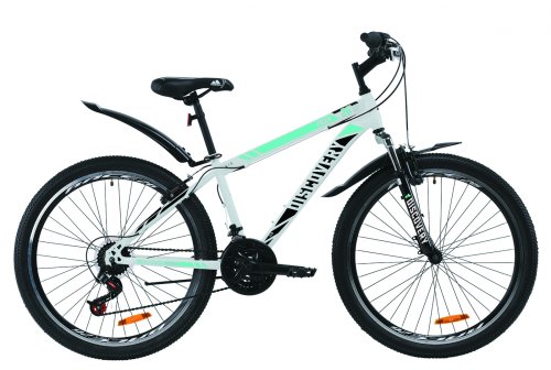 Велосипед Discovery Trek AM Vbr 26" 2020 / рама 13" бело-черный с синим OPS-DIS-26-266