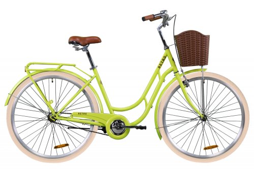 Велосипед Дорожник Retro 28" 2020 с корзиной / рама 19" салатный OPS-D-28-183