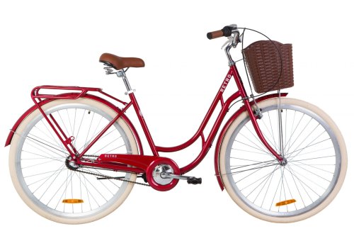 Велосипед Дорожник Retro PH 28" 2020 с корзиной / рама 19" рубиновый OPS-D-28-186