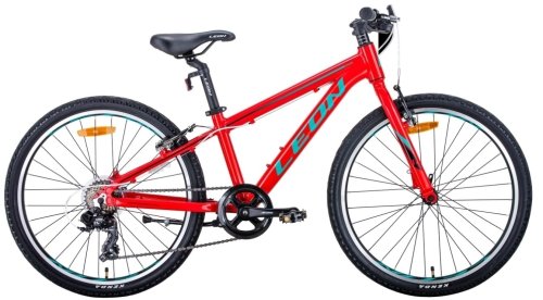 Велосипед Leon Junior 24" 2020 / рама 12,5" красно-бирюзовый с черным OPS-LN-24-050
