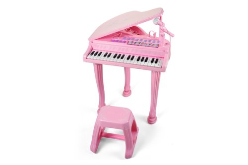 Детское пианино синтезатор Baoli "Маленький музыкант" с микрофоном и стульчиком 37 клавиш (розовый)