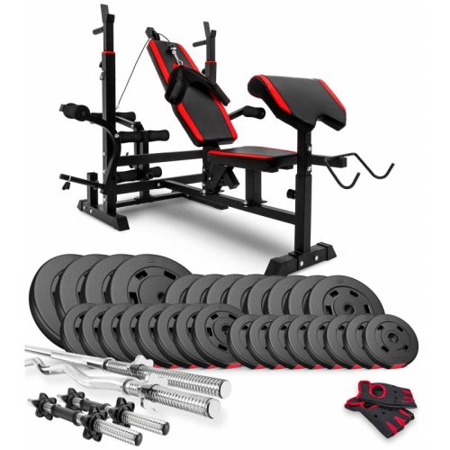 Набір Hop-Sport Premium 124 кг з лавою HS-1075