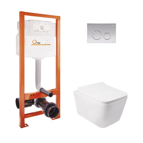 Набор Qtap инсталляция Nest QTNESTM425M11CRM + унитаз с сиденьем Crow QT05335170W (M425M11CRMQT05335170W)