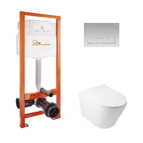 Набор Qtap инсталляция Nest QTNESTM425M08CRM + унитаз с сиденьем Swan QT16335178W (M425M08CRMQT16335178W)