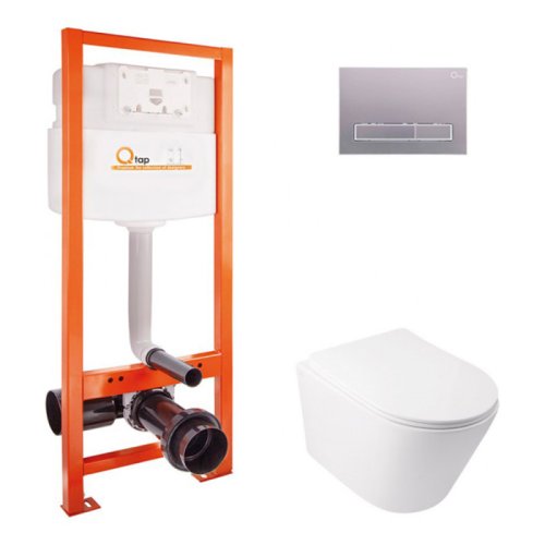 Набор Qtap инсталляция Nest QTNESTM425M08SAT + унитаз с сиденьем Swan QT16335178W (M425M08SATQT16335178W)