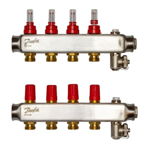 Коллектор Danfoss SSM-F 4+4 с расходомерами, нержавеющая сталь.