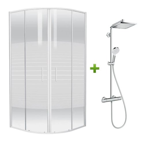 Комплект EGER TISZA (AMUR) душевая кабина 90*90*185см (599-021-A/1) + CROMETTA E 240 1jet Showerpipe (27271000)