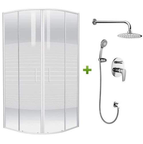 Комплект EGER TISZA (AMUR) душова кабіна 90*90*185см (599-021-A/1) + JESENIK змішувач прихованого монтажу для душу (VR-15140)