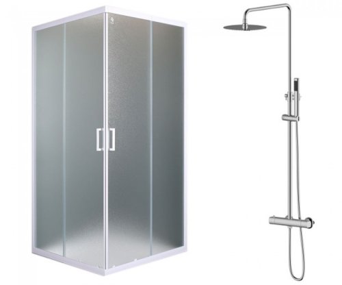 Комплект душевая кабина EGER VIZ + душевая система Imprese Centrum T-15410
