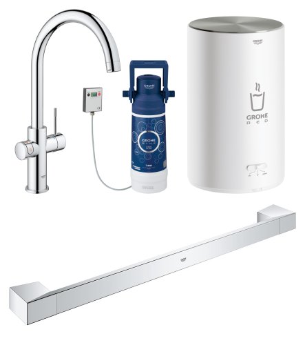 Змішувач для кухні Grohe EX Red Duo 30083001 + рушникотримач Grohe Selection Cube 40807000