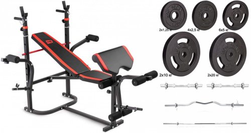 Набір Hop-Sport Strong 129кг з лавкою HS-1065 + пульт (парта)
