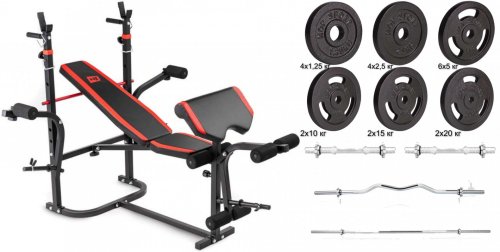 Набір Hop-Sport Strong 157 кг з лавкою HS-1065 + пульт (парта)
