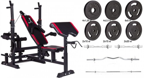 Набір Hop-Sport Strong 157 кг з лавкою HS-1075 + пульт (парта)