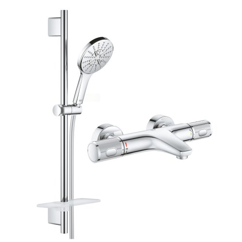 Смеситель для ванны Grohe Grohtherm 1000 Performance с душевым гарнитуром Grohe Rainshower Smartactive 130
