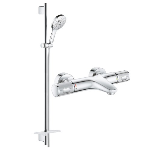 Смеситель для ванны Grohe Grohtherm 1000 Performance с душевым гарнитуром Grohe Rainshower Smartactive 130